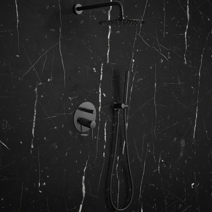 Angelica inbouwdouchesysteem – regendouche en handdouche – matzwart