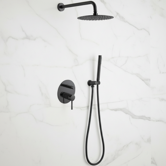 Angelica inbouwdouchesysteem – regendouche en handdouche – matzwart