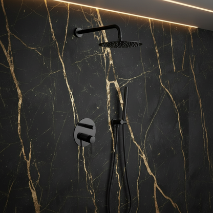 Angelica inbouwdouchesysteem – regendouche en handdouche – matzwart