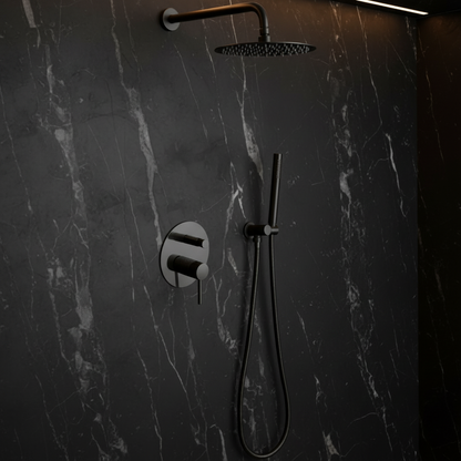 Angelica inbouwdouchesysteem – regendouche en handdouche – matzwart