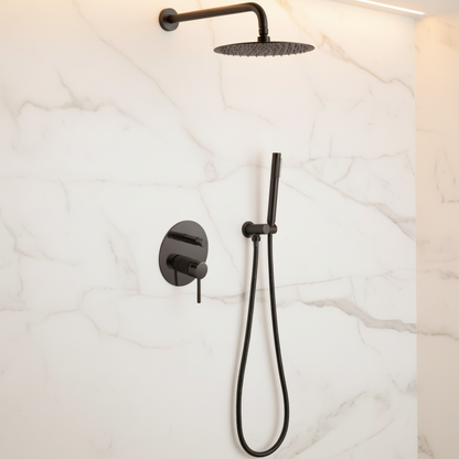 Angelica inbouwdouchesysteem – regendouche en handdouche – matzwart