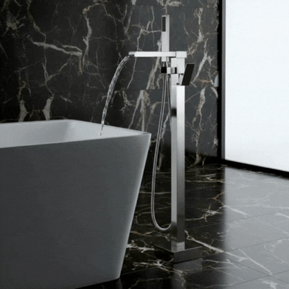 Lisandro Vrijstaande Badkraan – Watervaluitloop – Geborsteld nikkel