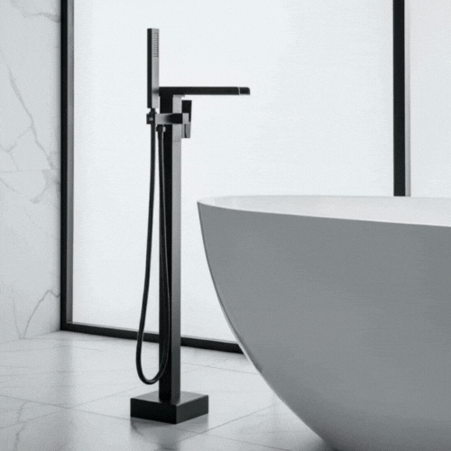 Lisandro Vrijstaande Badkraan – Watervaluitloop – Matzwart
