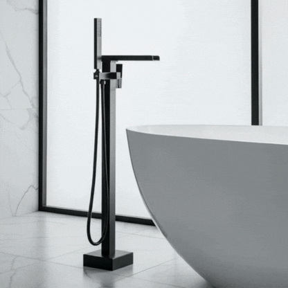 Lisandro Vrijstaande Badkraan – Watervaluitloop – Matzwart
