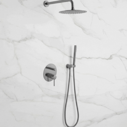 Angelica inbouwdouchesysteem – regendouche en handdouche – staalgrijs