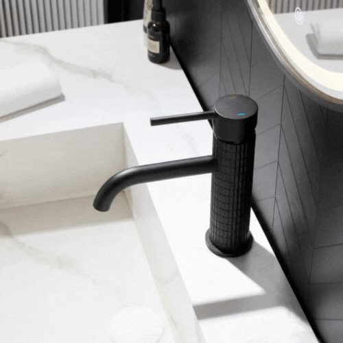 Angelica wastafelkraan op blad – matzwart